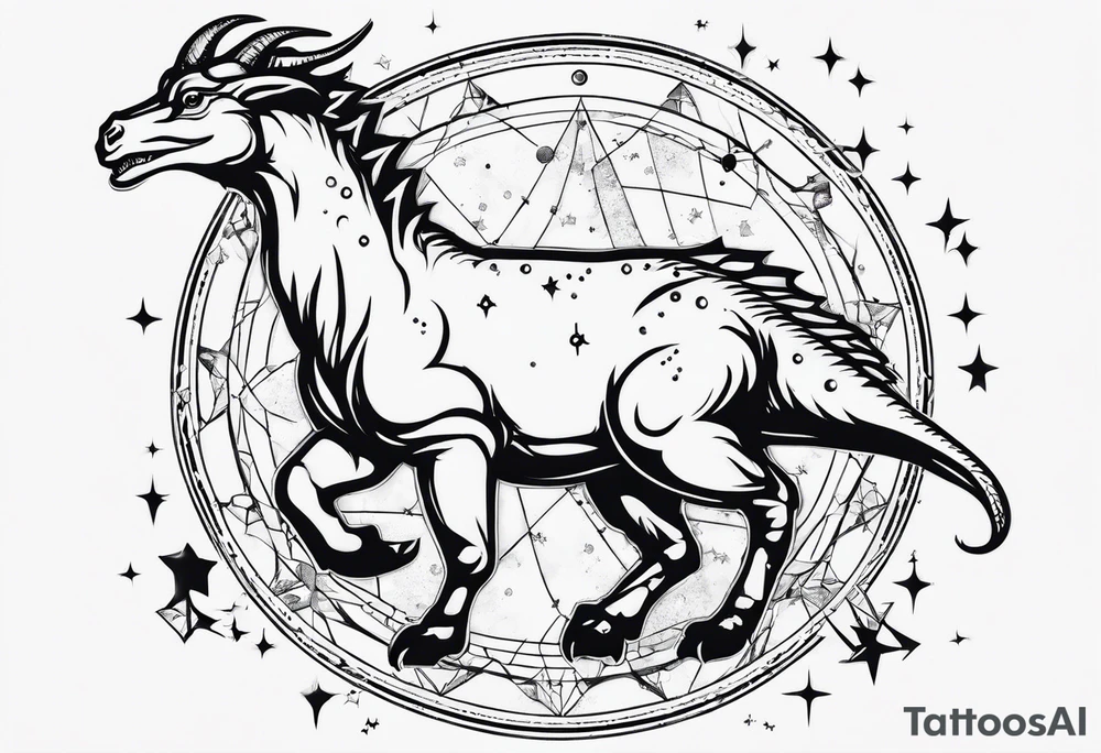 Capricorn constellation with a little dinosaur tattoo idea