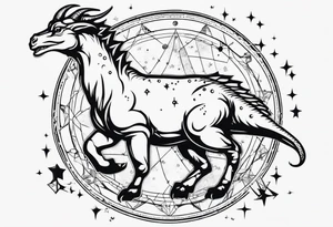 Capricorn constellation with a little dinosaur tattoo idea