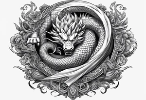 Future trunks sword with shenron spiraling around it tattoo idea