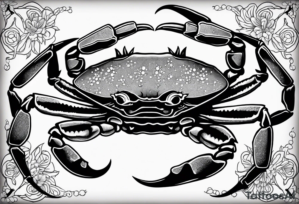 Crab con numero 69 nelle chele tattoo idea