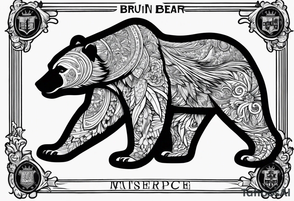 Bruin bear and Cambridge University Crest tattoo idea