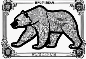 Bruin bear and Cambridge University Crest tattoo idea