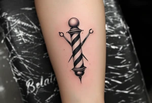 Barber pole 💈 with Scissors tattoo idea