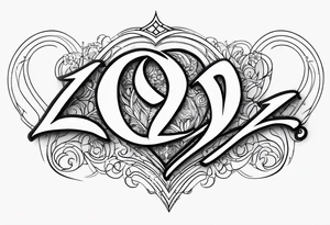 Zoe's name written with a heart next to the couple tattoo idea tattoo idea