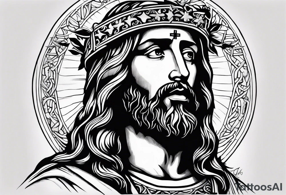 jesus olhando pra cima na cruz tattoo idea