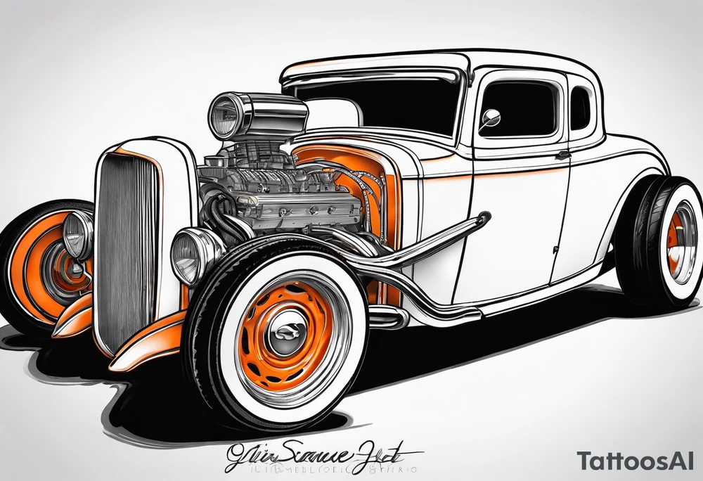 Orange hot rod tattoo idea