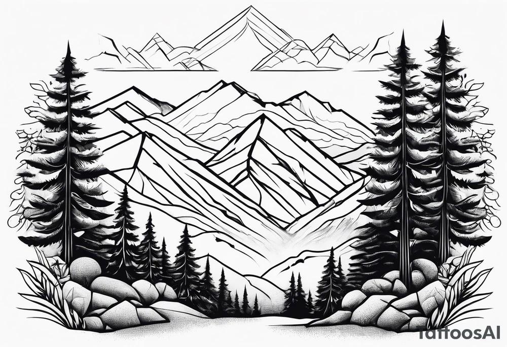 Mountains, travel, adventure, trees, tattoo idea
