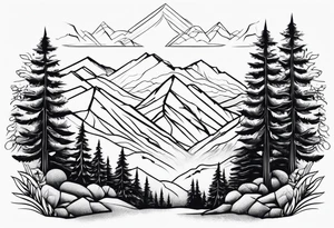 Mountains, travel, adventure, trees, tattoo idea