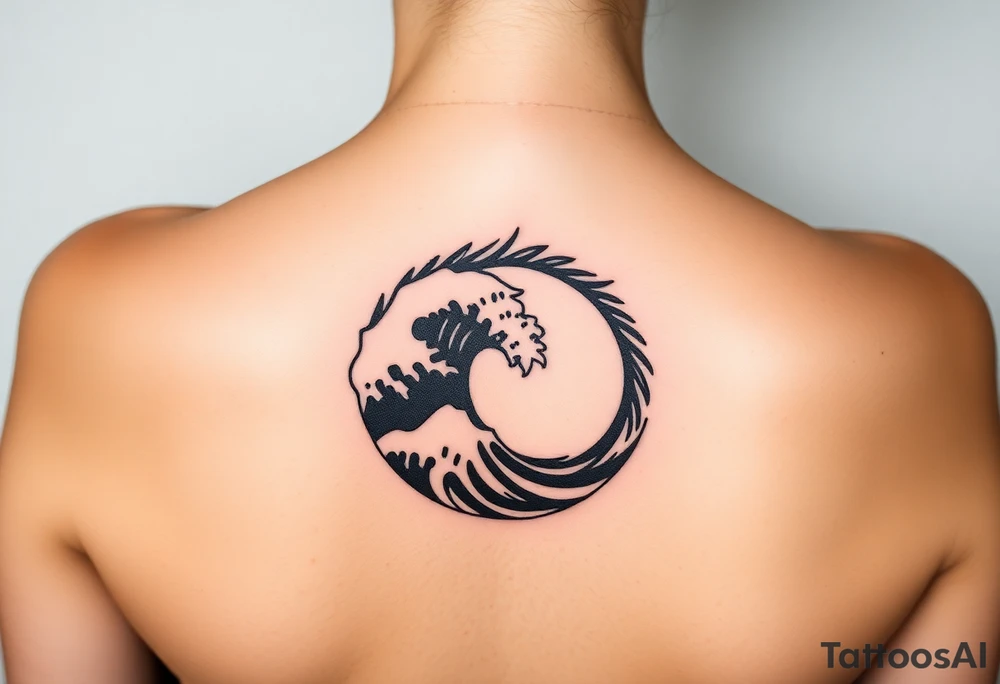 tribal round wave tattoo idea