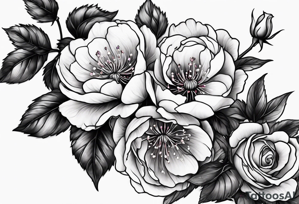 Sakura tree wrapped in roses tattoo idea