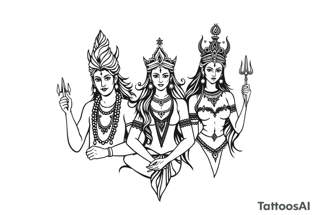 Lord Shiva, Godess Kali, Godess Lilith Together tattoo idea