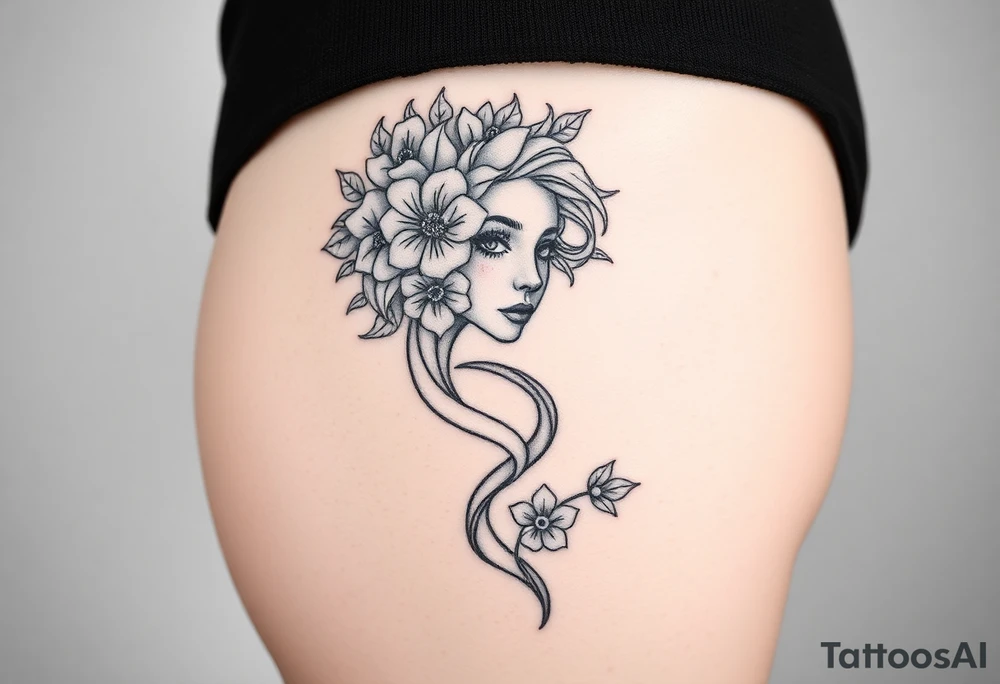 Medusa  head flowers tattoo idea