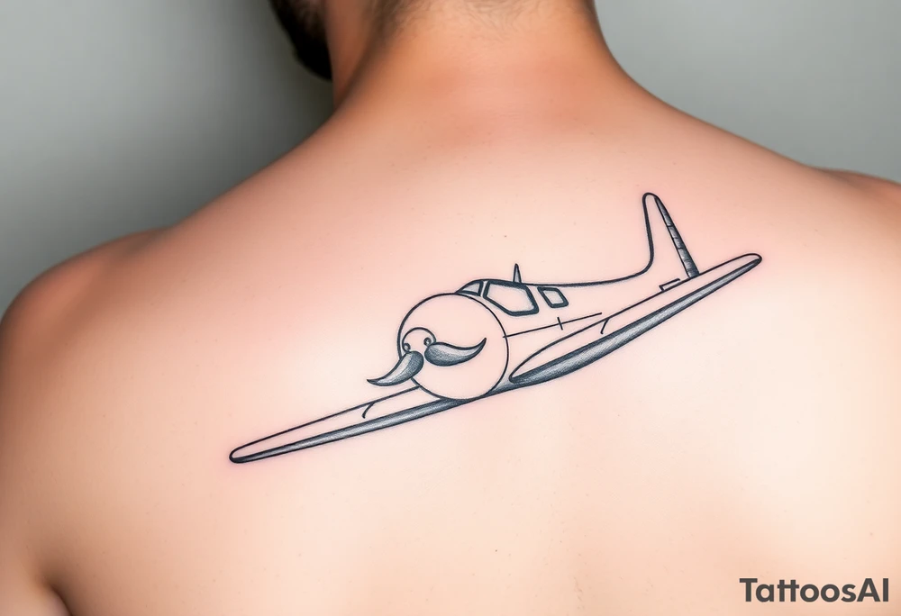 Little plane who has moustache tattoo idea