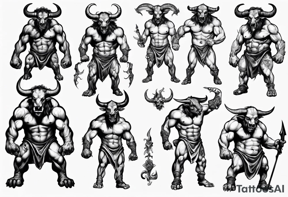 evil minotaur 
 full body tattoo idea