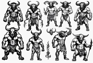 evil minotaur 
 full body tattoo idea