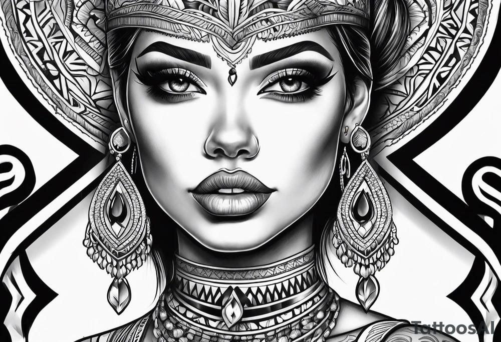 Chicano style women face tattoo idea