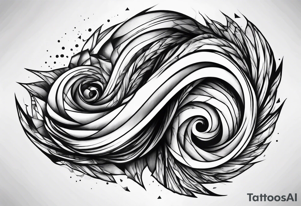 extreme fragmented twisted tissue anger pain on elbow tattoo idea