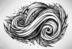 extreme fragmented twisted tissue anger pain on elbow tattoo idea
