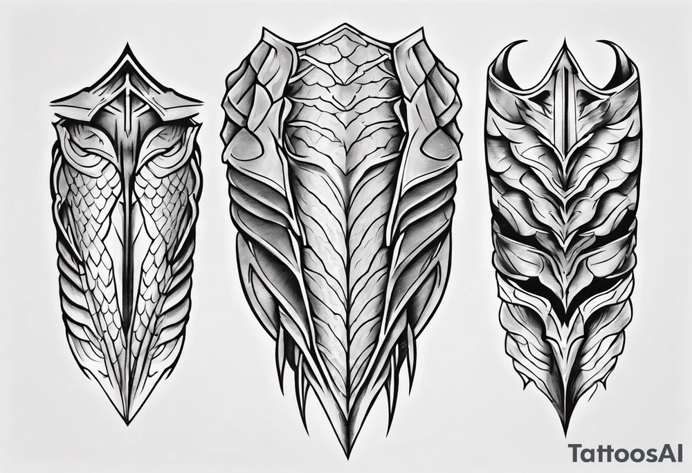 Dragonscale Leg armor symmetrical tattoo idea