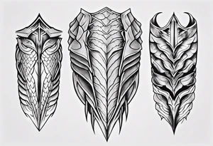 Dragonscale Leg armor symmetrical tattoo idea