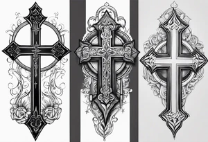 religious theme tatto with 3 crosses tattoo idea