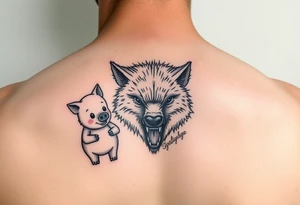 Three little pigs nursery rhyme with big bad wolf tattoo idea