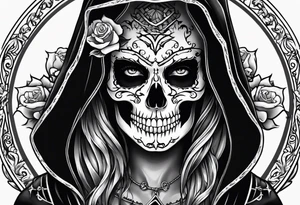 lady skeleton grim reaper tattoo idea