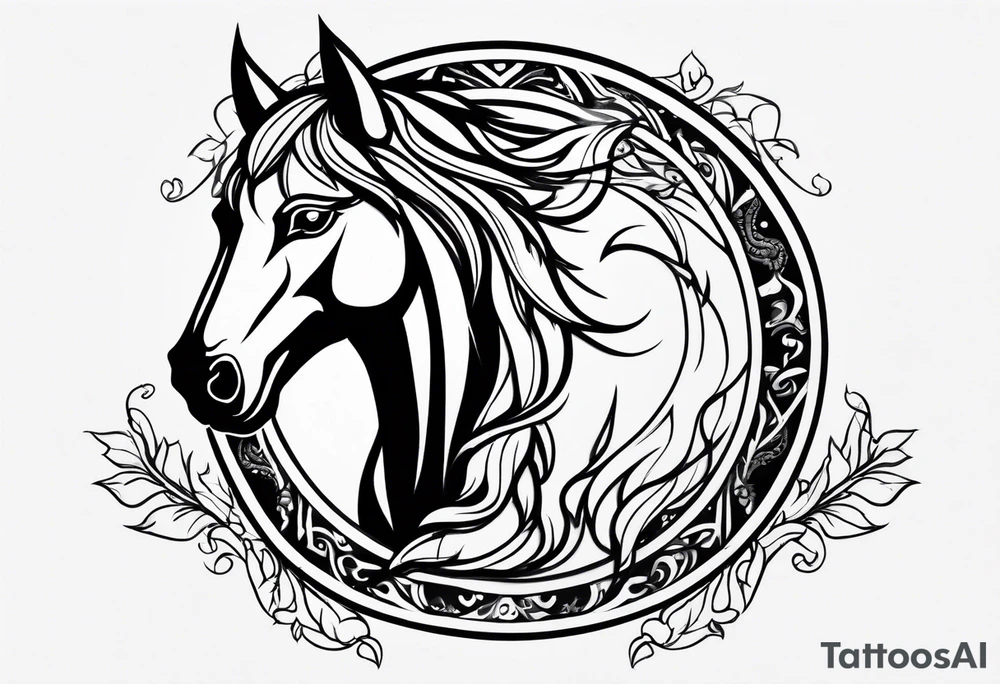 Horse and wolf tattoo idea
