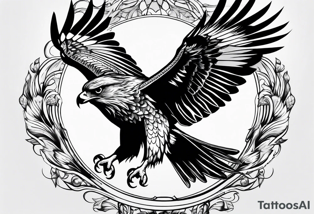 Hawk flying down to the ground tattoo idea