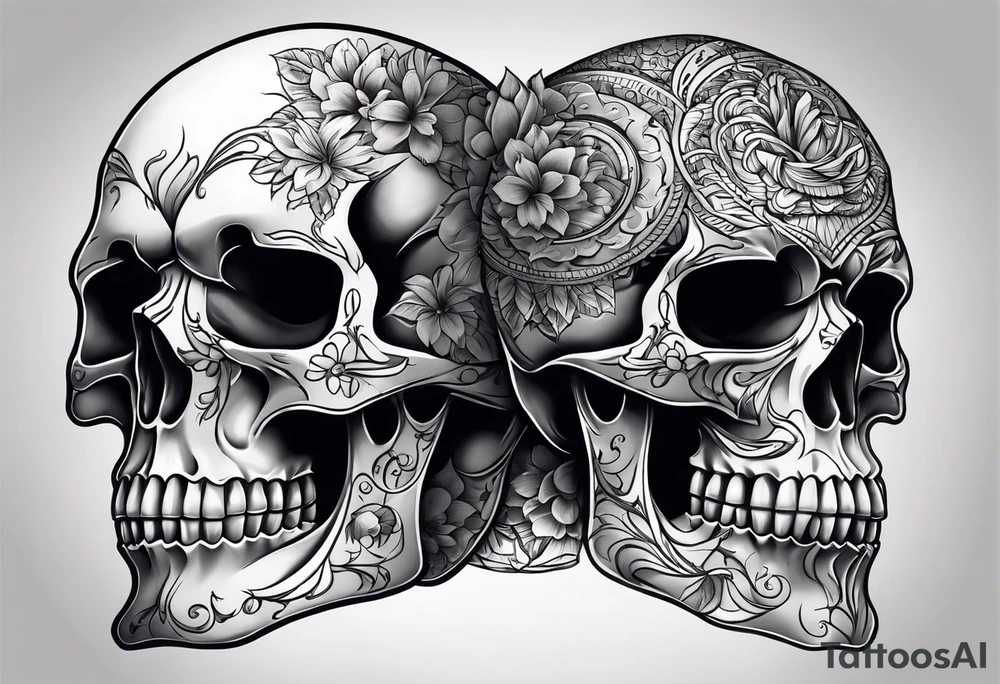 Skull with blue eyes tattoo idea