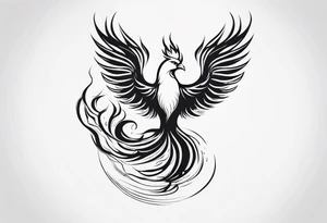 A phoenix transitioning from life to death or from ashes to rebirth tattoo idea