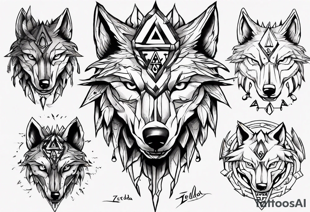 wolf head from zelda tears of the fallen kingdom tattoo idea