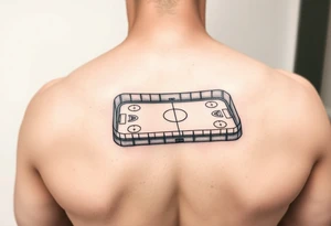 Ice hockey rink on leg back ikr tattoo idea