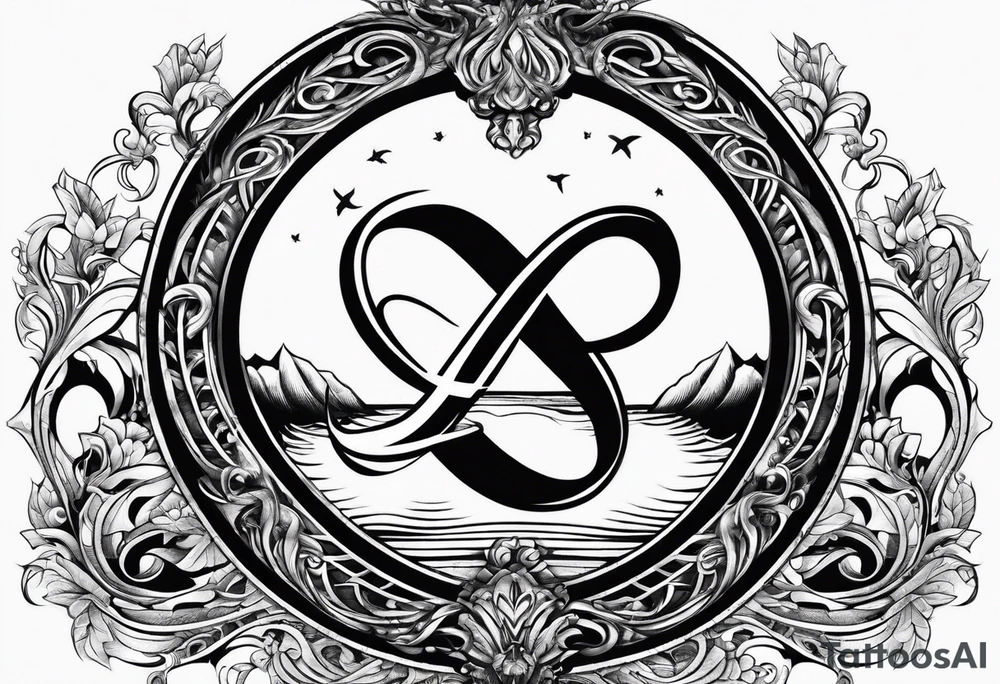 A infinity sign with a musky jumping out tattoo idea