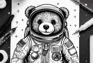 Teddy bear astronaut Lily galaxy tattoo idea
