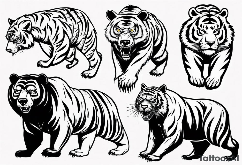 bear vs tiger tattoo idea