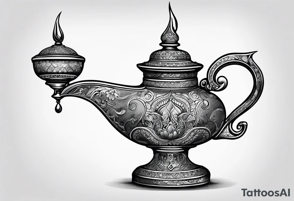 magic lamp from aladdin tattoo idea
