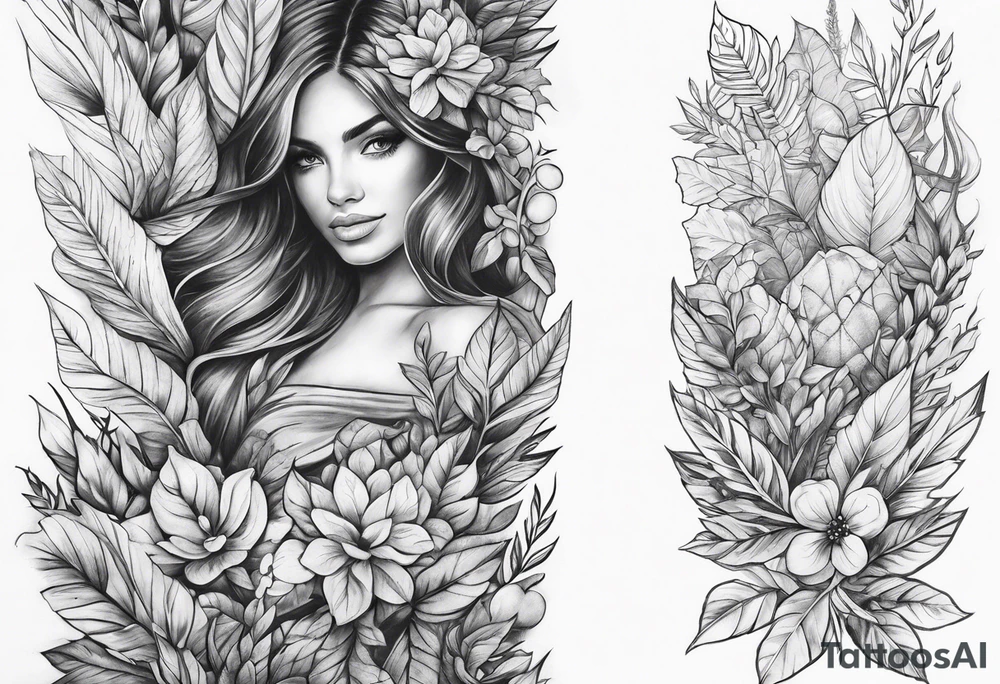 Foliage arm sleeve tattoo idea
