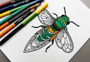 Full arm sleeve cicada tattoo idea