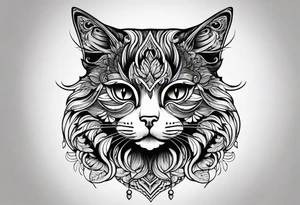 small black  house cat tattoo idea