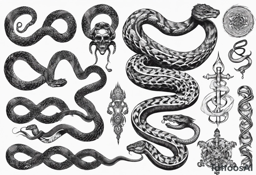 sacred snakes around a vajra tattoo idea