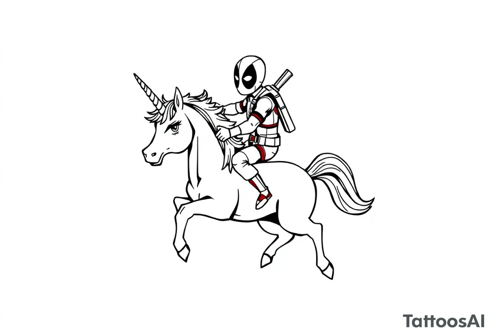 Deadpool riding unicorn tattoo idea
