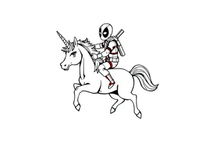 Deadpool riding unicorn tattoo idea