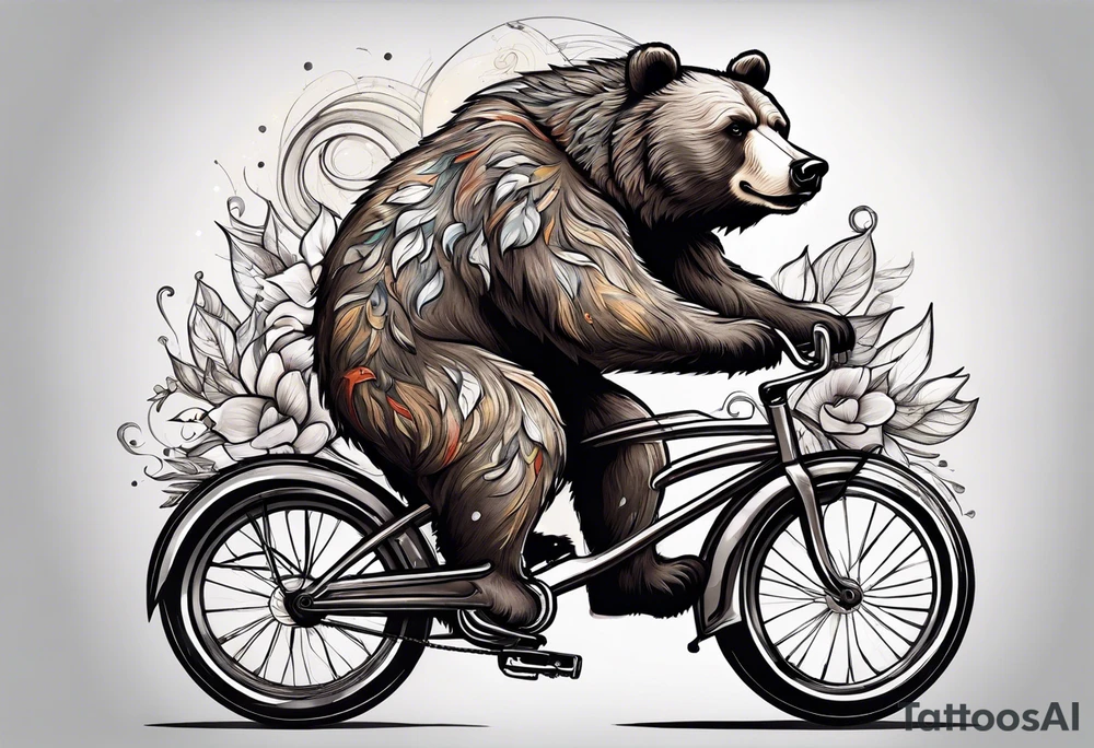bear riding a bicycle tattoo idea