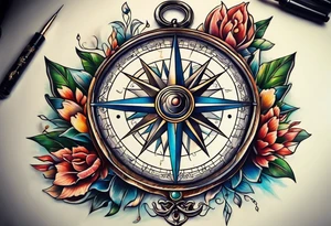 Compass on chain tattoo idea