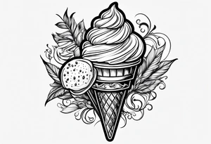 ice cream cone with one round scoop of ice cream tattoo idea