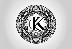 Simplistic symbol large delta inside a circle made with letter K tattoo idea