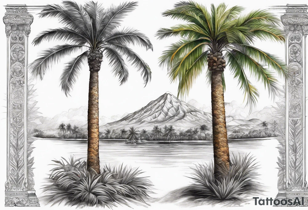 tall solitary royal palm tree tattoo idea