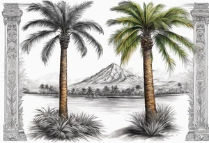 tall solitary royal palm tree tattoo idea