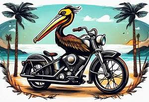 pelican riding a bicycle tattoo idea